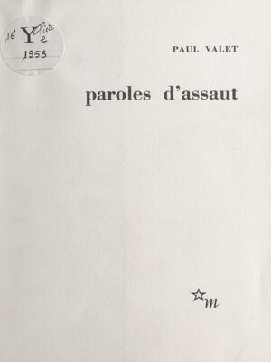 cover image of Paroles d'assaut